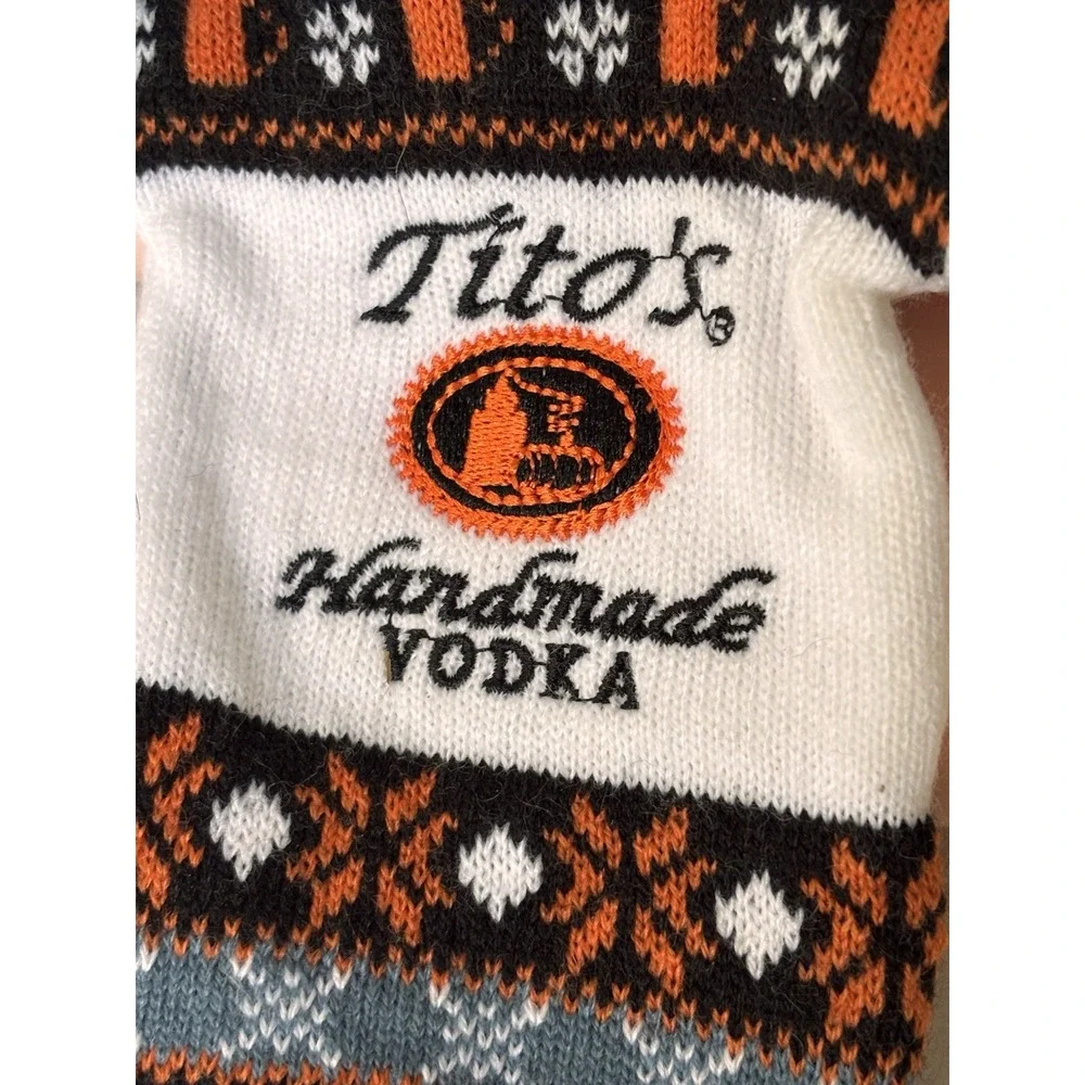 Titos Vodka Bottle Sweaters Ugly Xmas Holiday Set of 2 bar‎ novelty